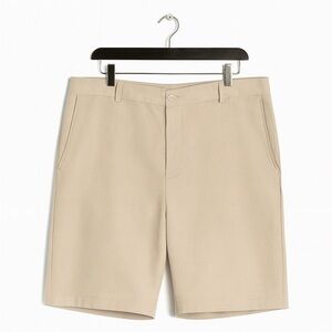 Alfani Men's Sz 38 Tan Flat-Front Pinstriped Chino Shorts, 9" Inseam, Ligh…